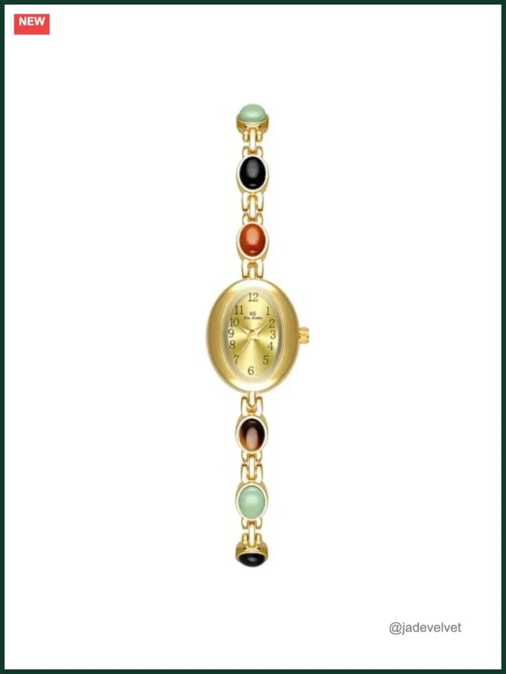 Women's Vintage Crystal Beaded Watch, Oval Dial Quartz Bracelet, Waterproof